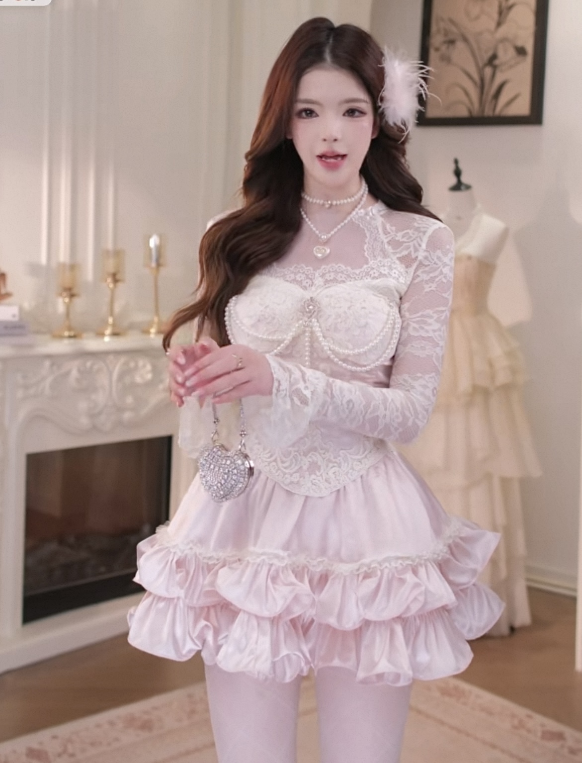Catyears “Year of the Cat” Antique Music Box – Heavy-Duty Satin & Lace Corset + Ruched Skirt Set
