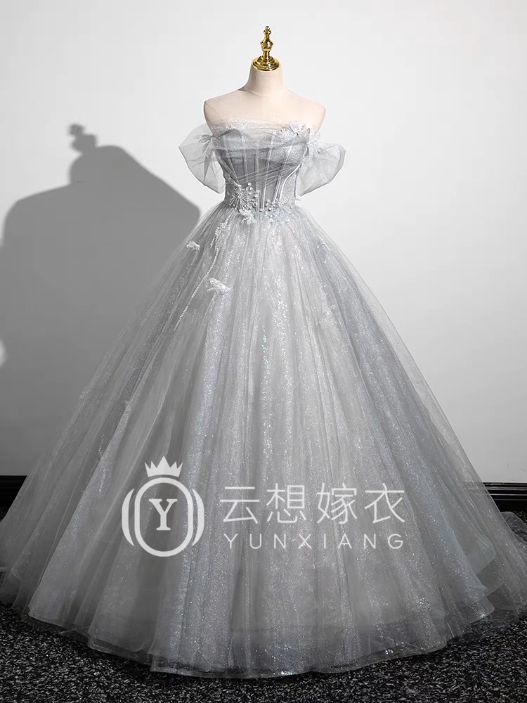 Gray evening gown, coming of age ceremony G60