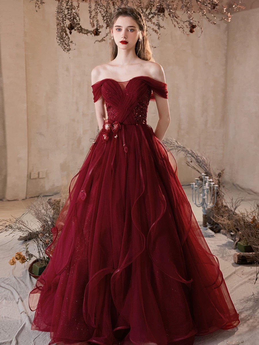 Red evening gown for party R4020