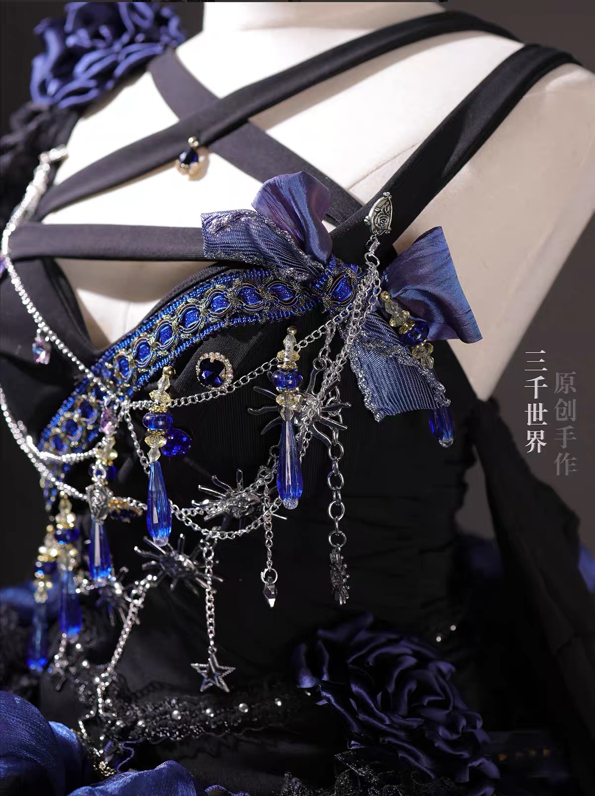 Black and blue dark magic style dress by Three thousand worlds