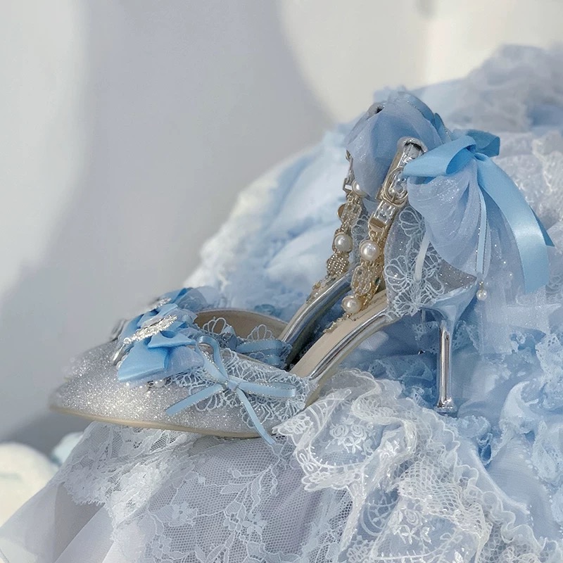 ( Pre Order 15 days ) Blue glitter high heels X  A Sky Rabbit