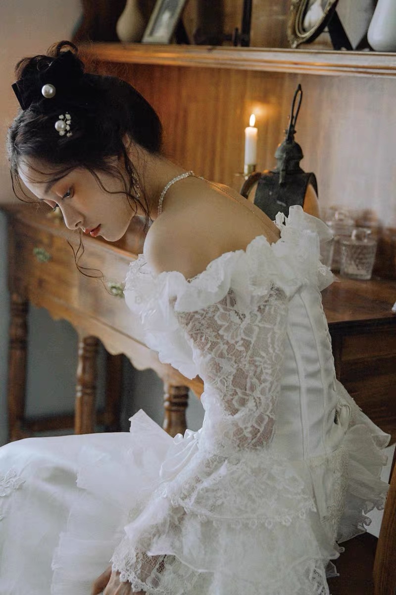 ( Stop selling ) Classic French lace embroidered dress X Qinghe