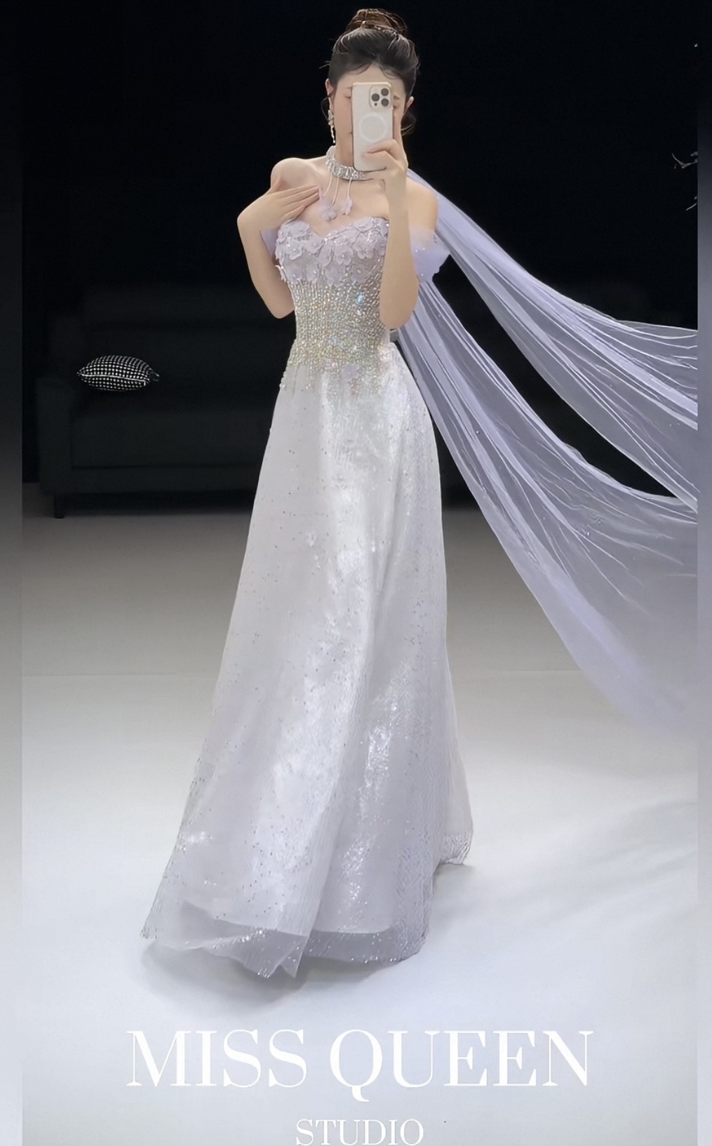 Evening dresses - Engagement dresses, wedding dresses - High-end luxury, unique style, cape dresses, dresses with sparkling stones MQ30