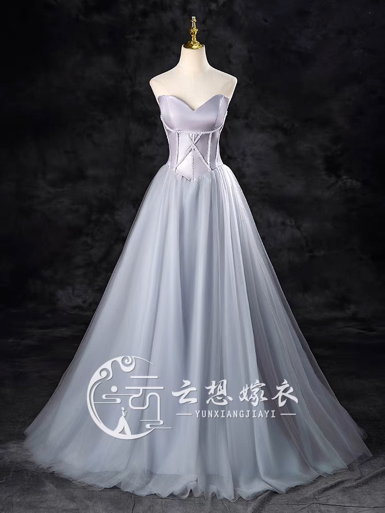 Gray evening gown, coming of age ceremony G20