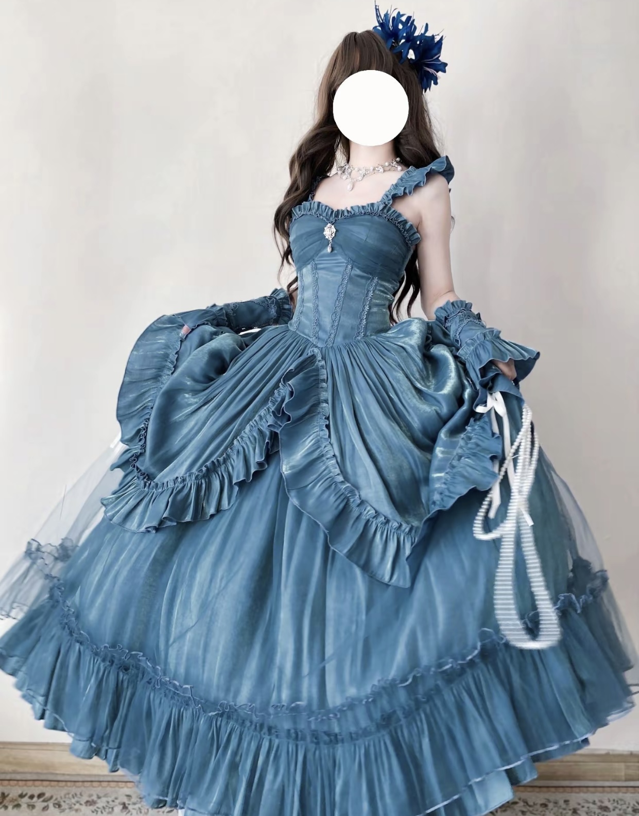 ( Pre Order) Blue satin dress X Nightingale Museum