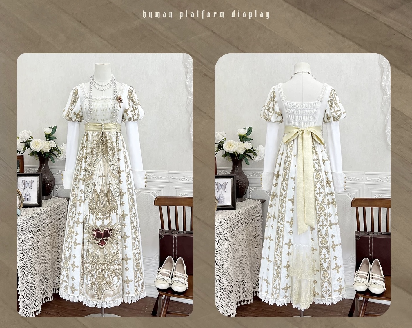 The Lolita Retro Court Elegant OP Dress Set is inspired by the “Unknown Starry Sky Original Sacred Coronation” collection.