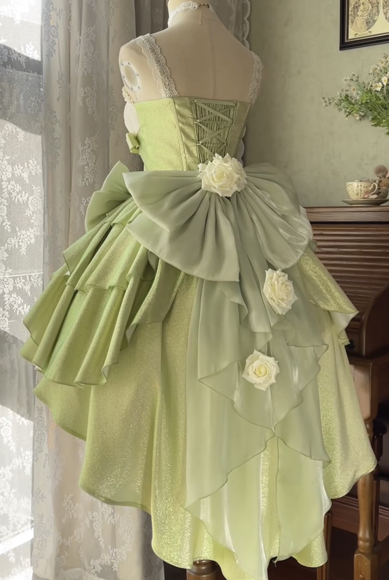 ( Stop Selling ) Rose Heart Knot Peach White Tea Original Lolita