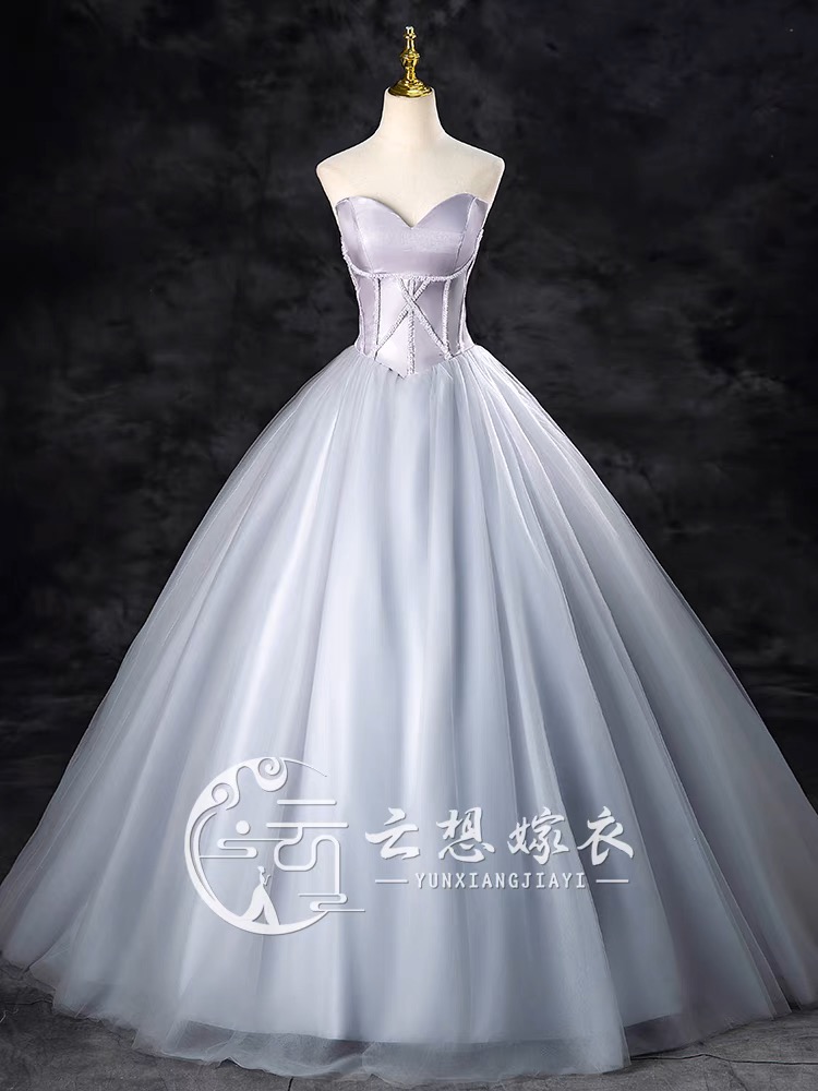 Gray evening gown, coming of age ceremony G20