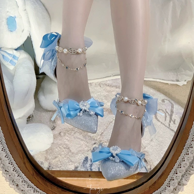 ( Pre Order 15 days ) Blue glitter high heels X  A Sky Rabbit