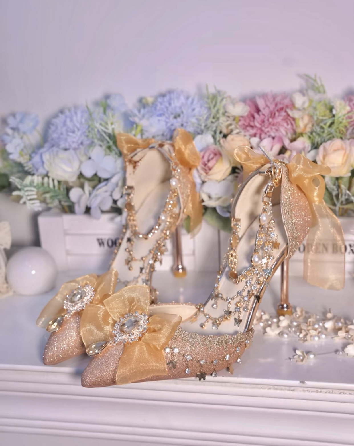 ( Pre Order 15 - 30 days ) Sparkly Lolita wedding shoes2 X Qimeng Handmade