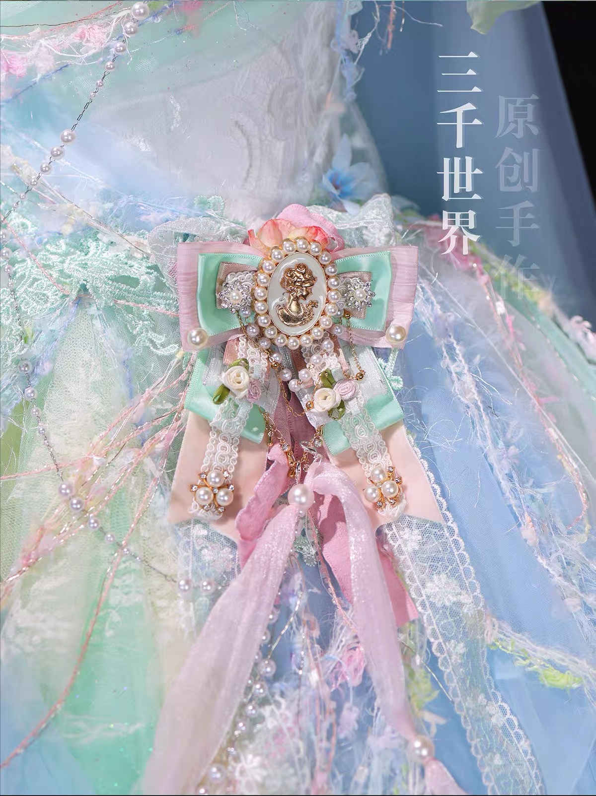 Unique handmade fairy dress full of flowers by 3 Thousand Worlds
