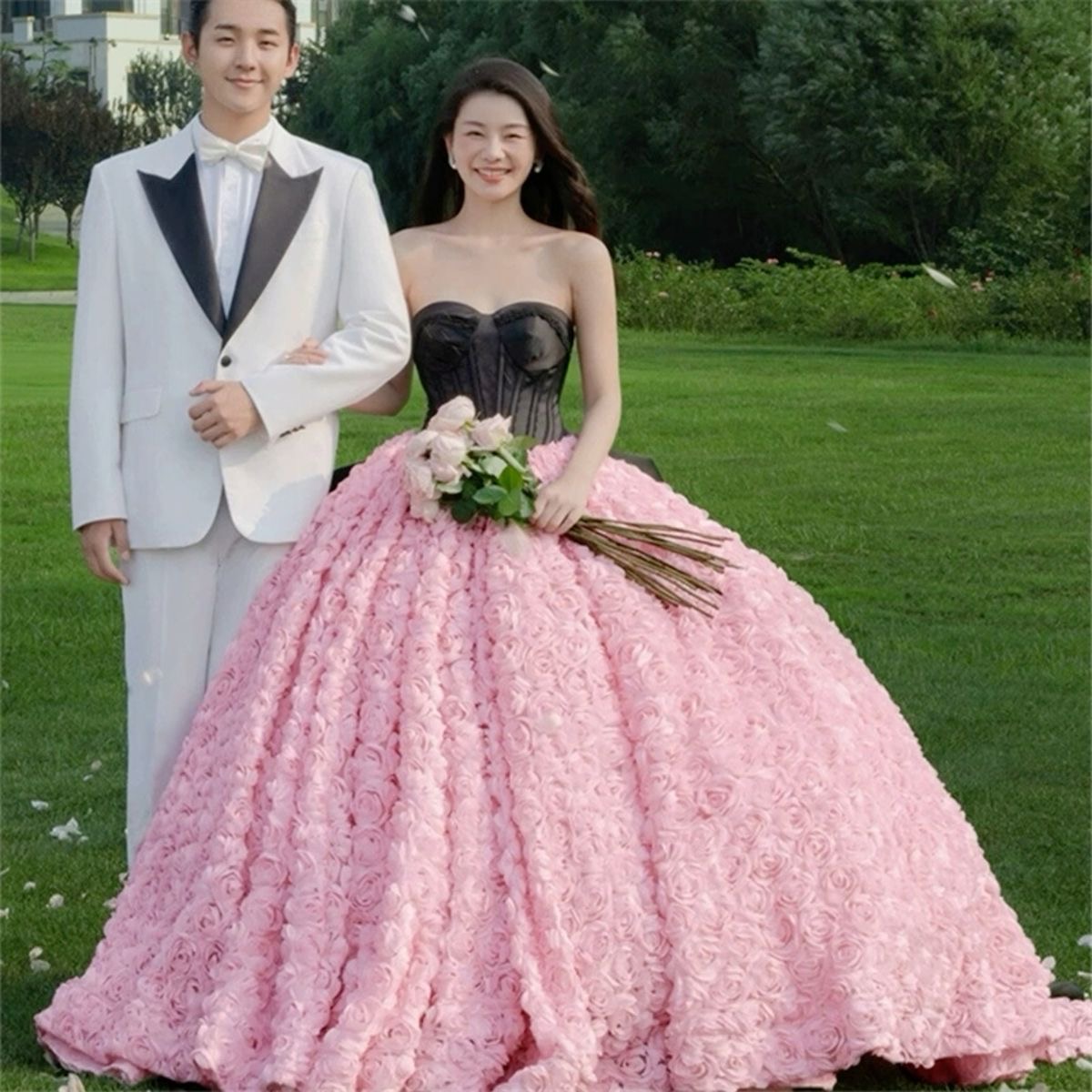 Black pink party dress BP60
