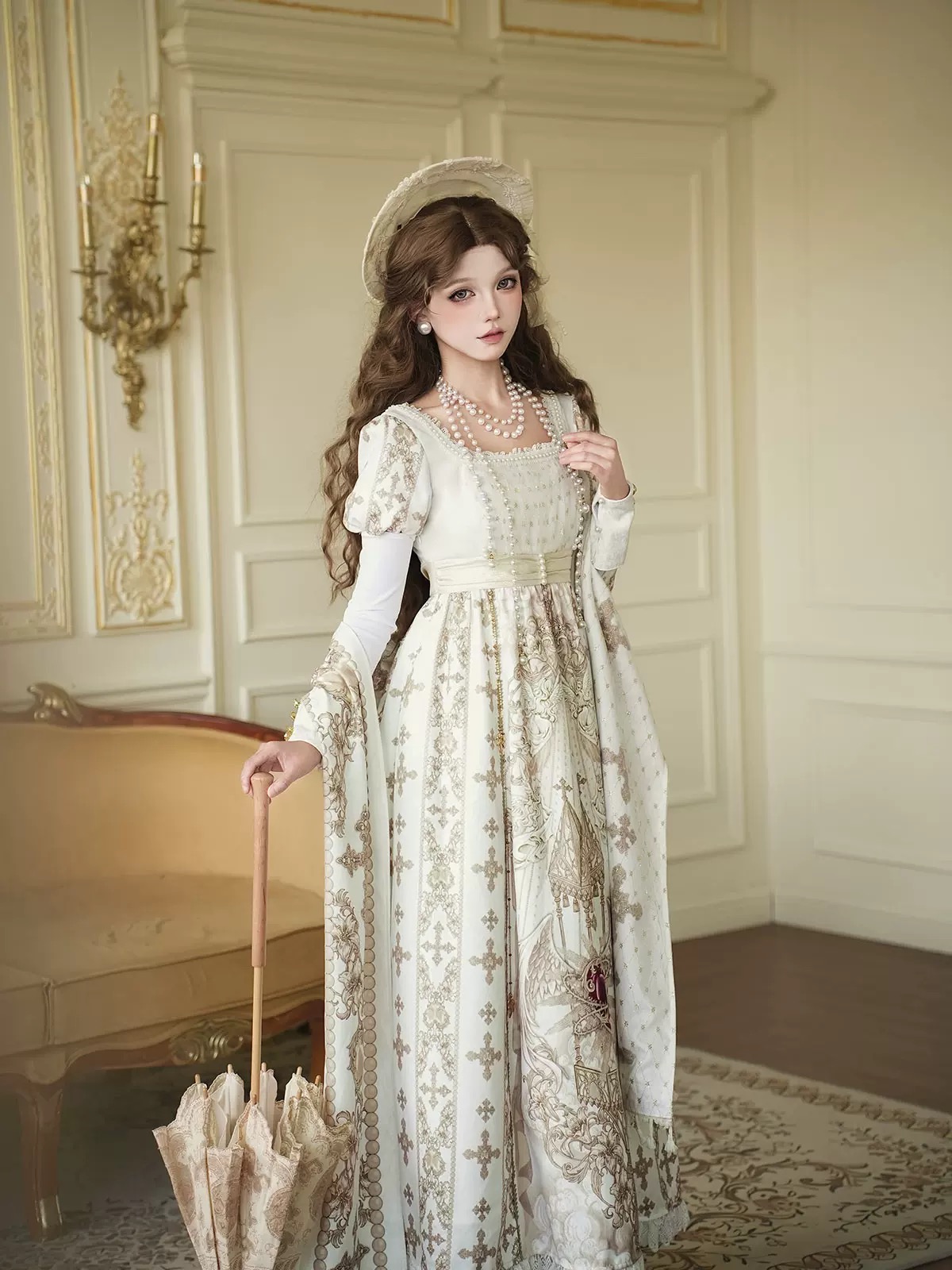 The Lolita Retro Court Elegant OP Dress Set is inspired by the “Unknown Starry Sky Original Sacred Coronation” collection.