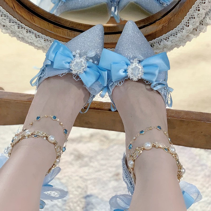 ( Pre Order 15 days ) Blue glitter high heels X  A Sky Rabbit