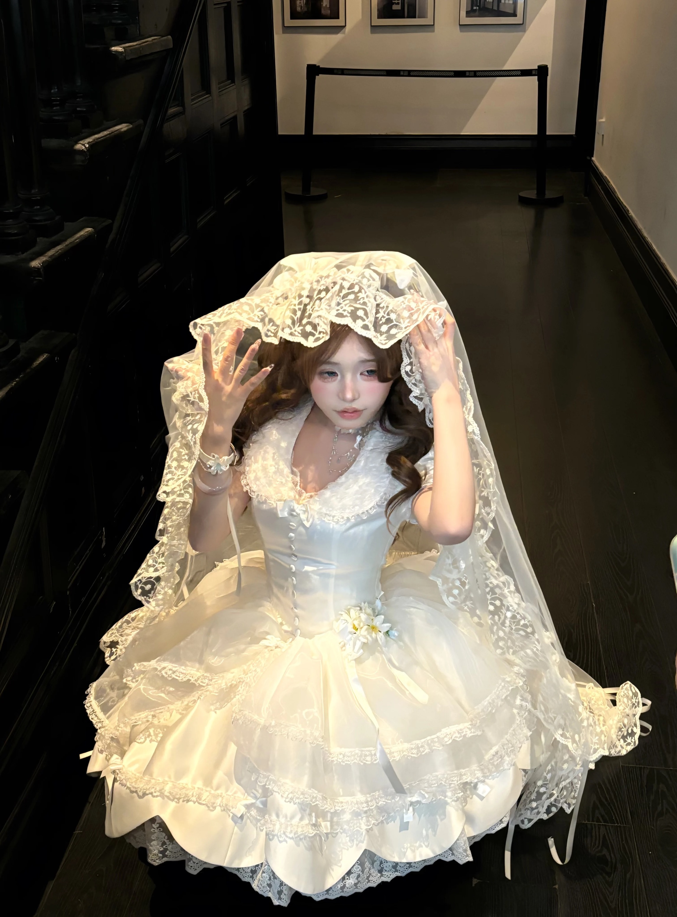 Pure white retro style dress 