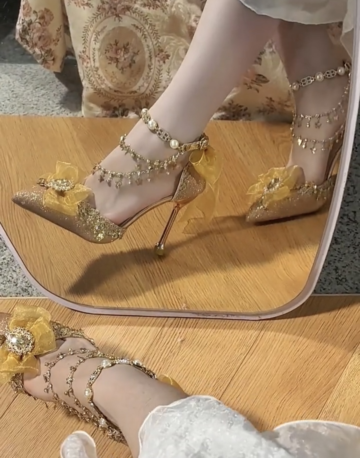 ( Pre Order 15 - 30 days ) Sparkly Lolita wedding shoes2 X Qimeng Handmade