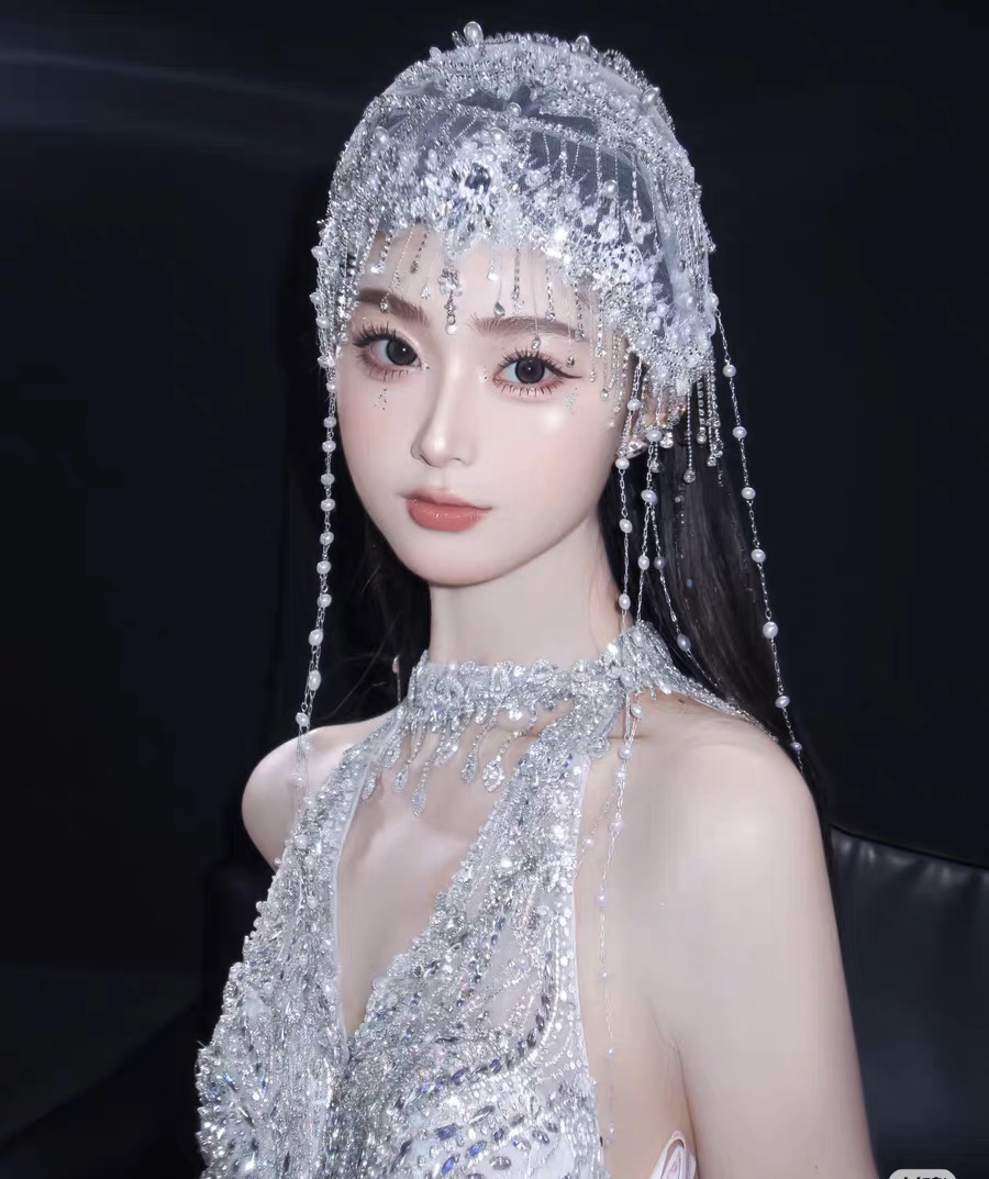 Beaded lace retro bridal hat