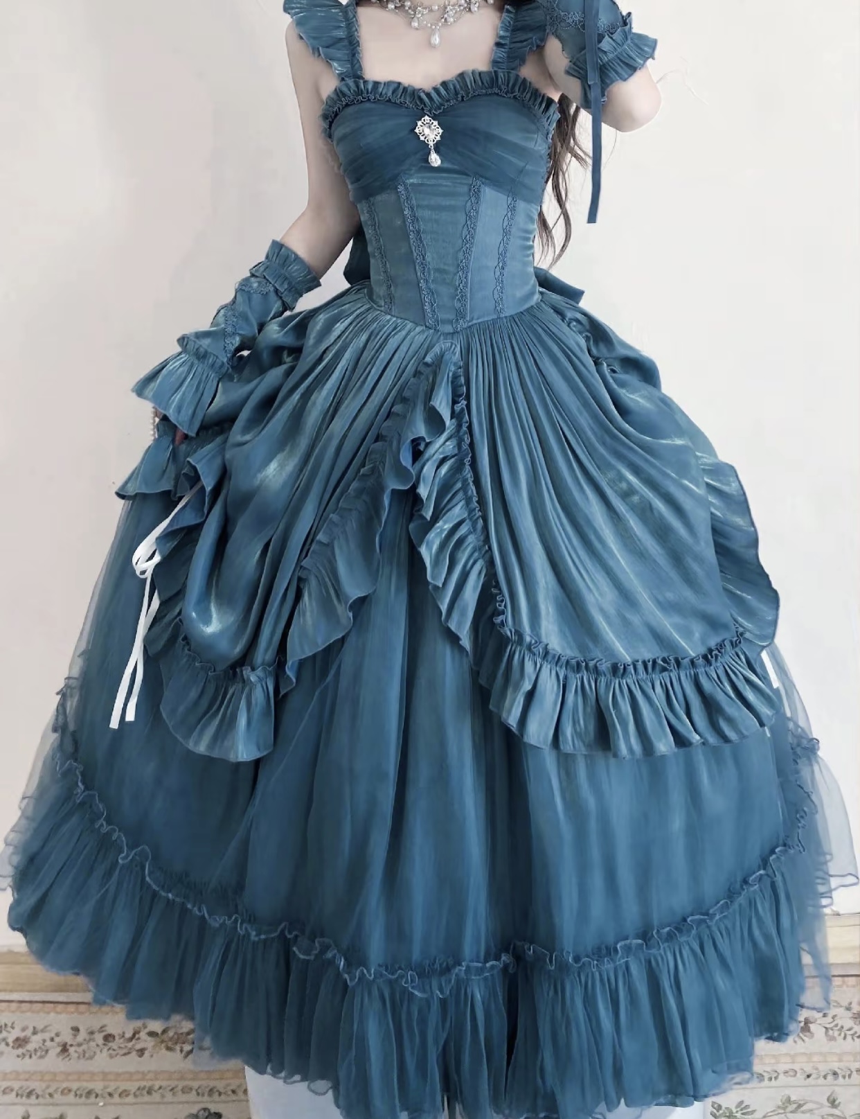 ( Pre Order) Blue satin dress X Nightingale Museum
