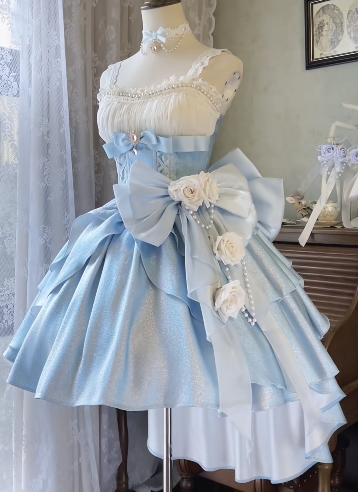 ( Stop Selling ) Rose Heart Knot Peach White Tea Original Lolita