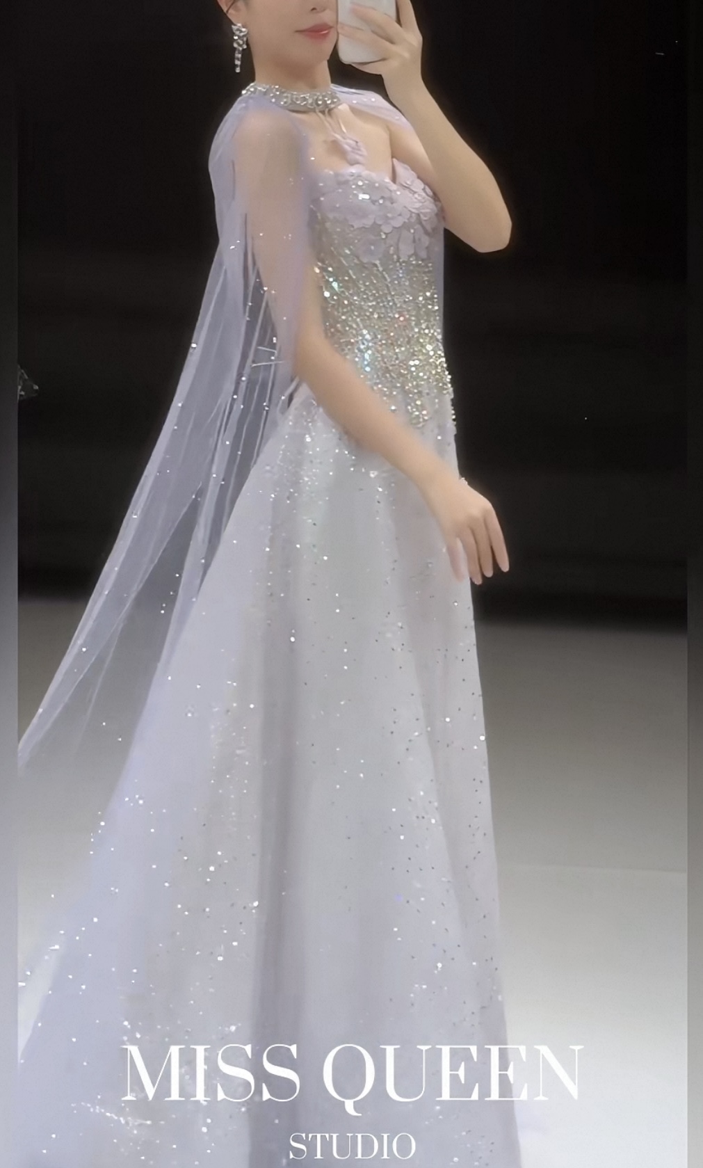 Evening dresses - Engagement dresses, wedding dresses - High-end luxury, unique style, cape dresses, dresses with sparkling stones MQ30