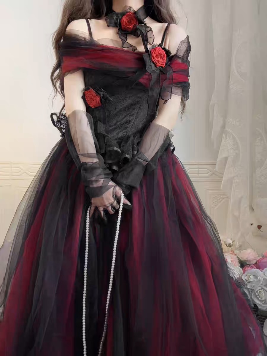 ( Pre Order ) Red and black gauze X Sandgreen Shimmer