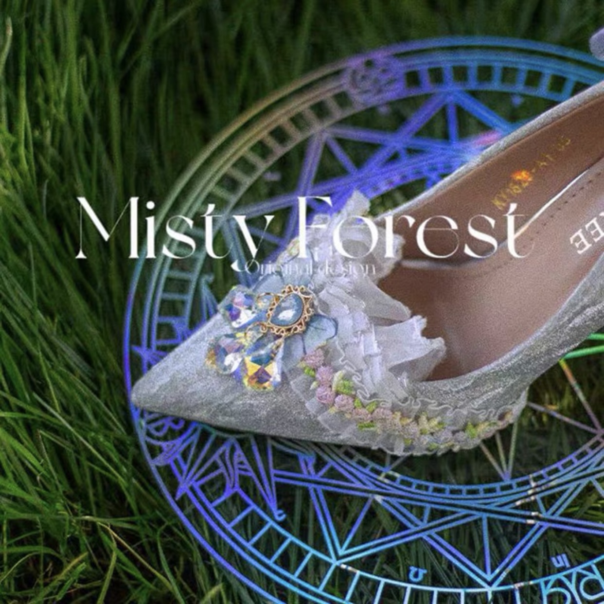 Crystal shoes with stones X Misty Forest