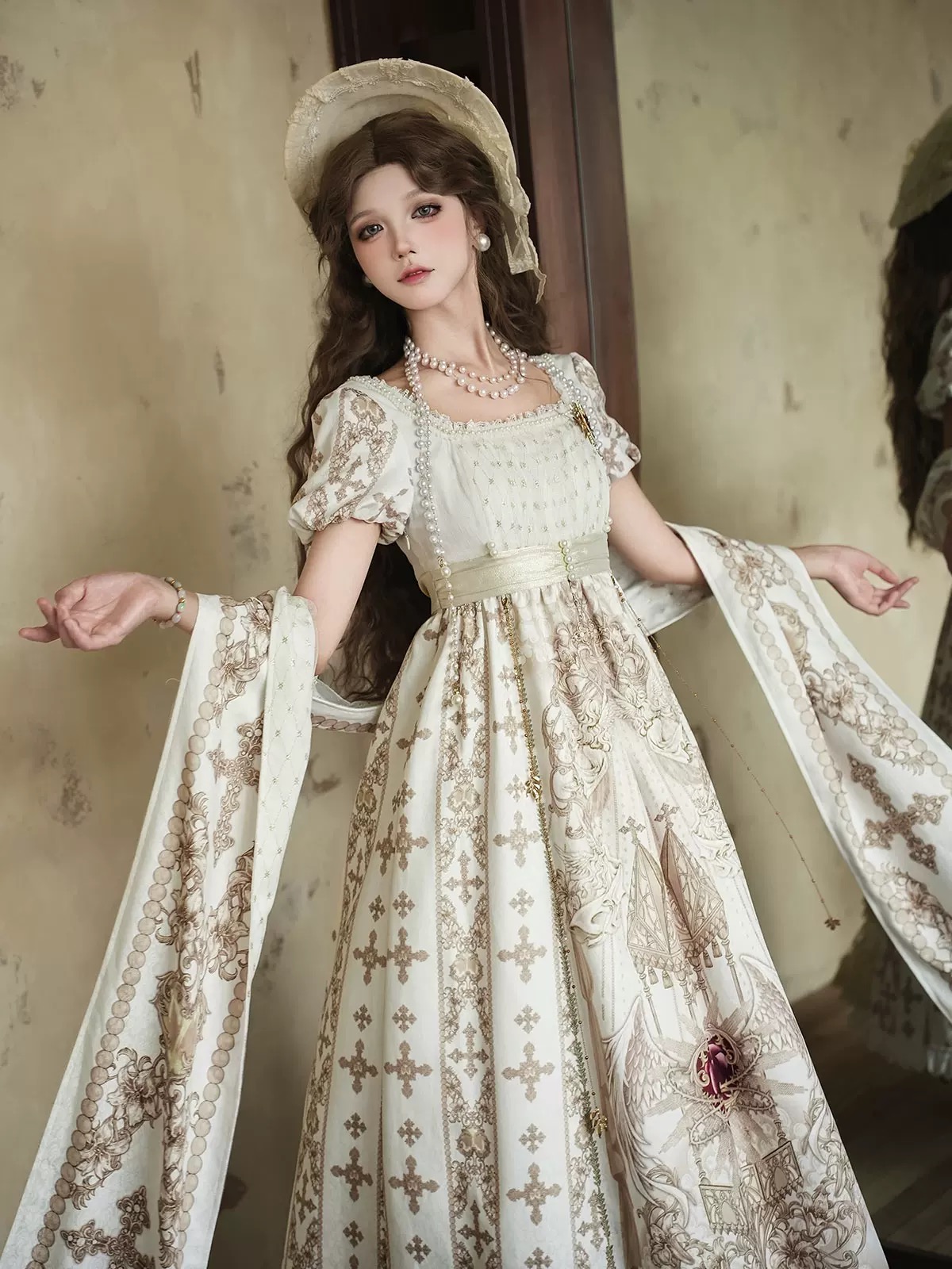 The Lolita Retro Court Elegant OP Dress Set is inspired by the “Unknown Starry Sky Original Sacred Coronation” collection.