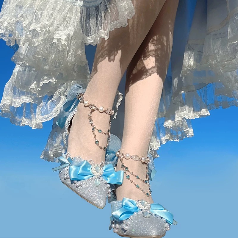 ( Pre Order 15 days ) Blue glitter high heels X  A Sky Rabbit