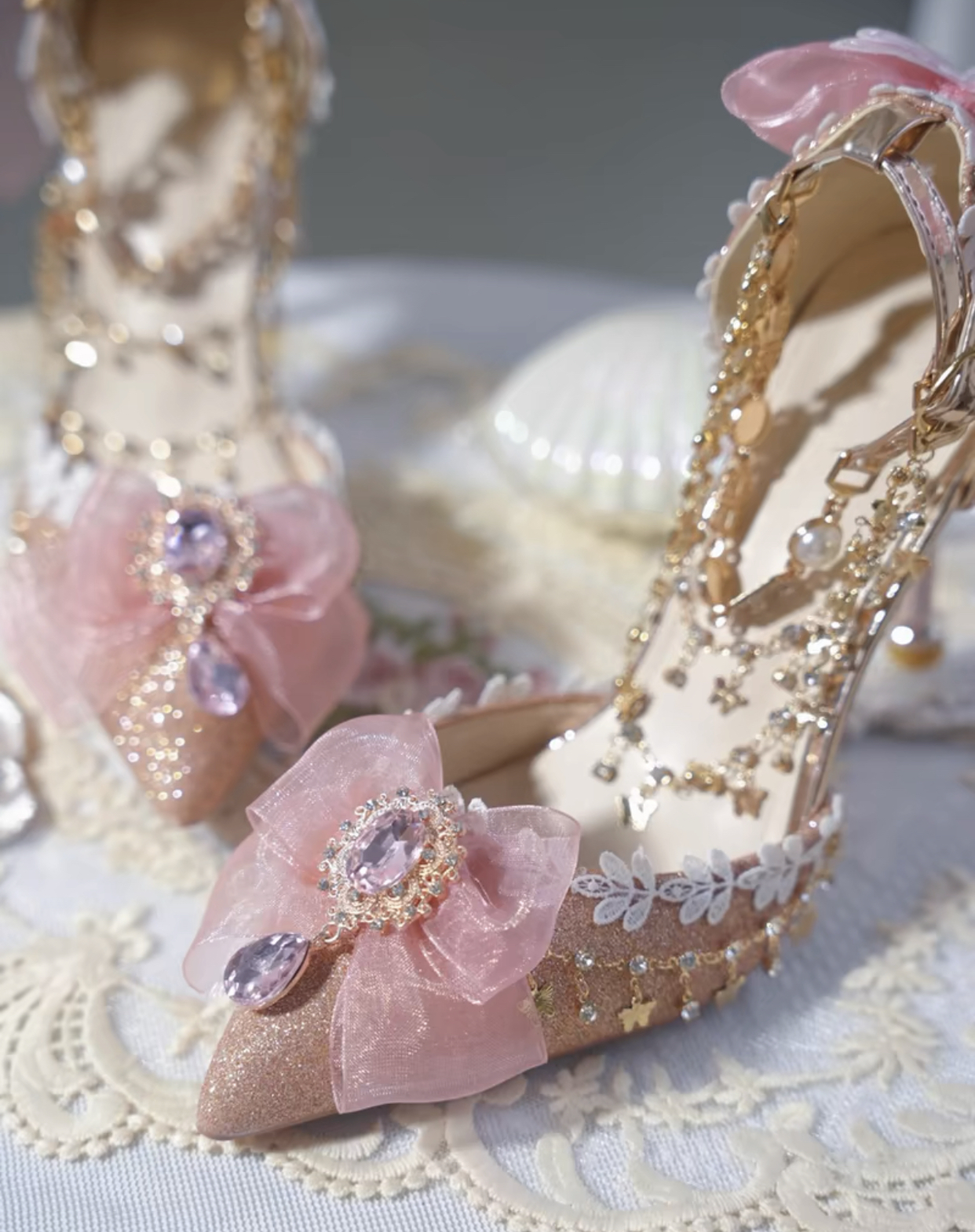 ( Pre Order 15 - 30 days ) Sparkly Lolita wedding shoes2 X Qimeng Handmade