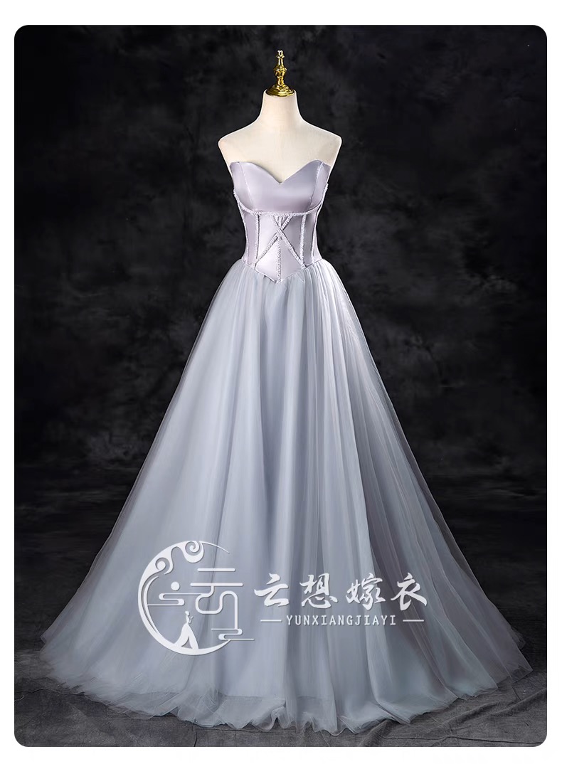 Gray evening gown, coming of age ceremony G20