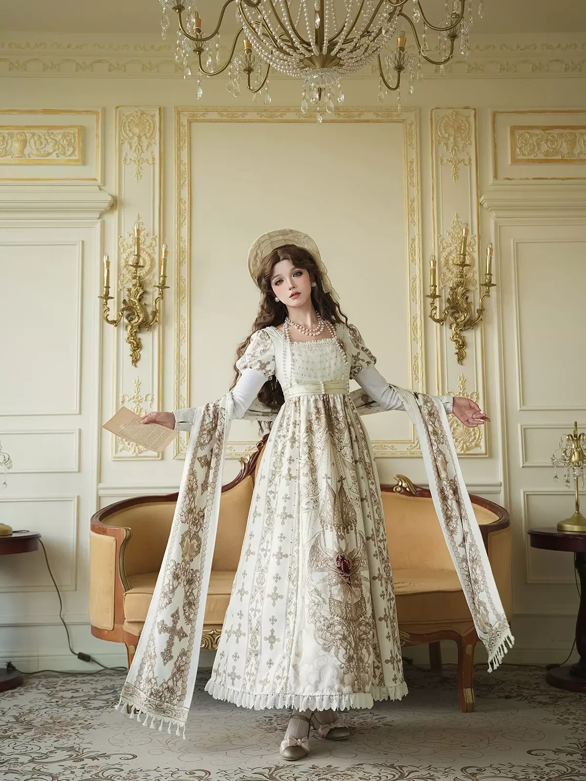 The Lolita Retro Court Elegant OP Dress Set is inspired by the “Unknown Starry Sky Original Sacred Coronation” collection.