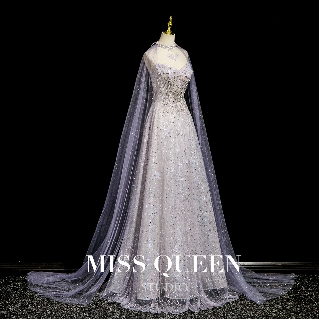 Evening dresses - Engagement dresses, wedding dresses - High-end luxury, unique style, cape dresses, dresses with sparkling stones MQ30