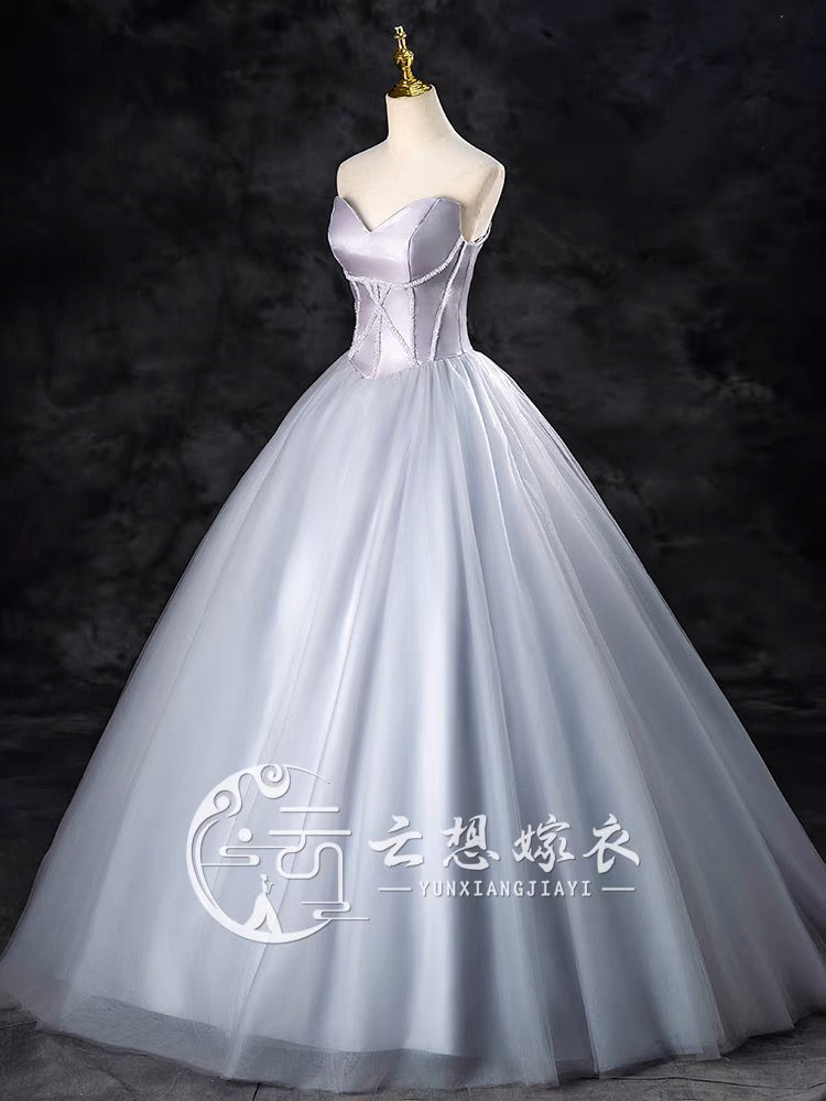 Gray evening gown, coming of age ceremony G20