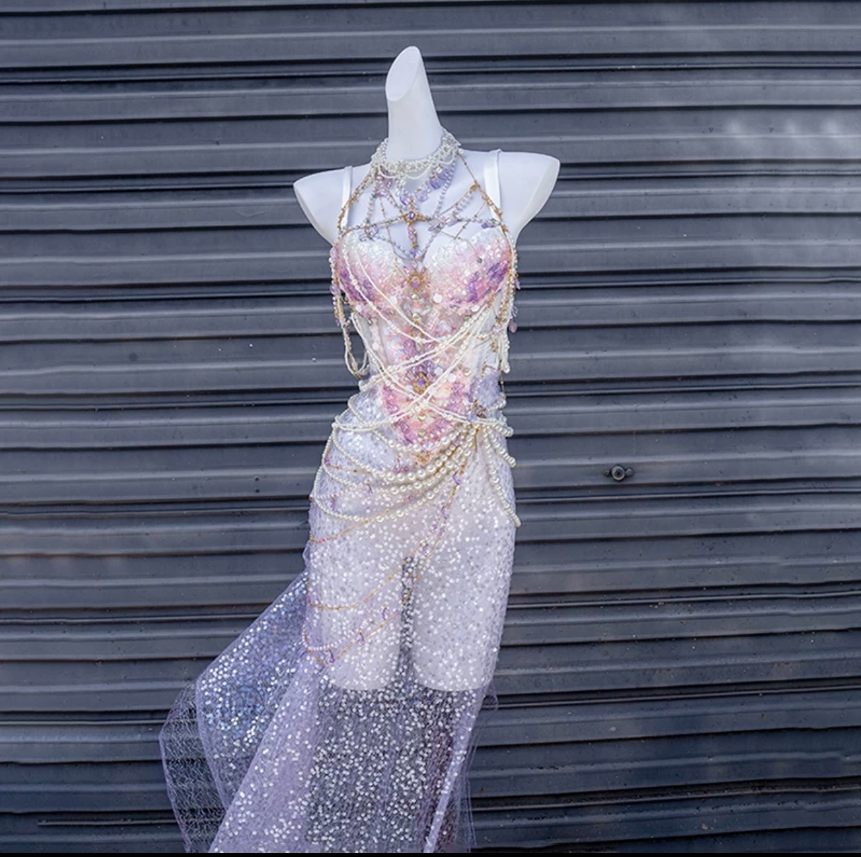 See-through sequin mermaid dress X Three thousand worlds handmade