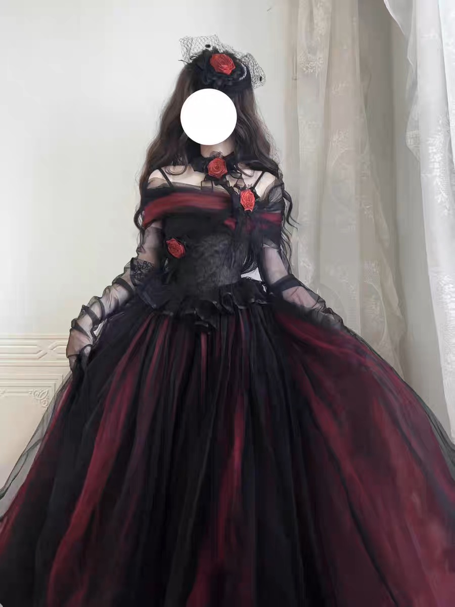 ( Pre Order ) Red and black gauze X Sandgreen Shimmer
