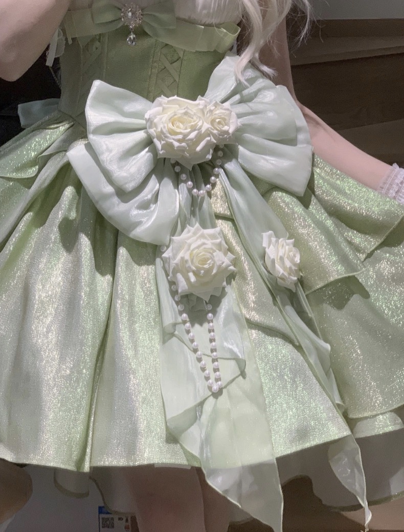 ( Stop Selling ) Rose Heart Knot Peach White Tea Original Lolita