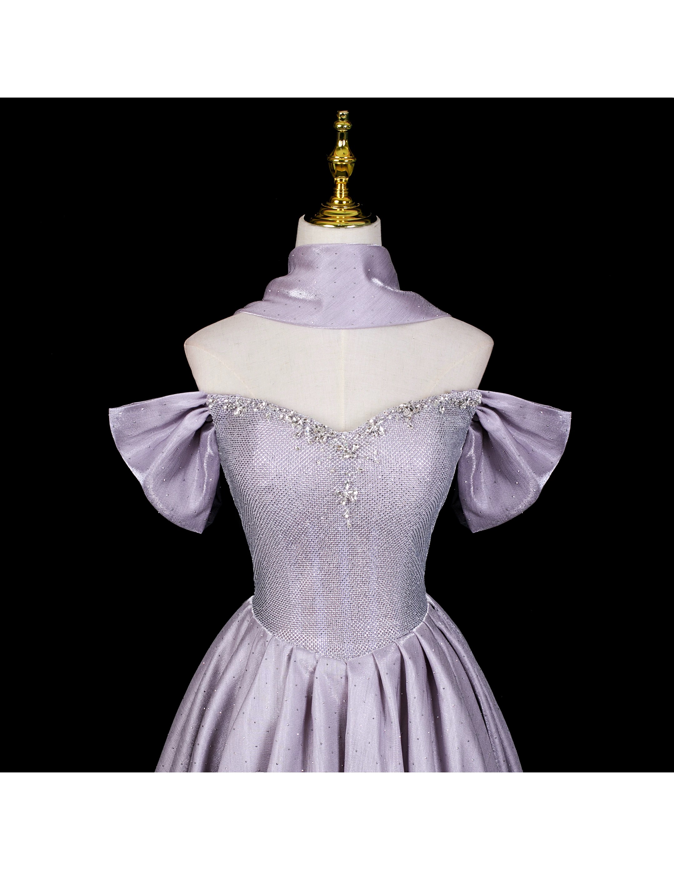 Sweet, elegant and luxurious princess-style off-the-shoulder evening gown for brides and coming-of-age ceremonies MQ40