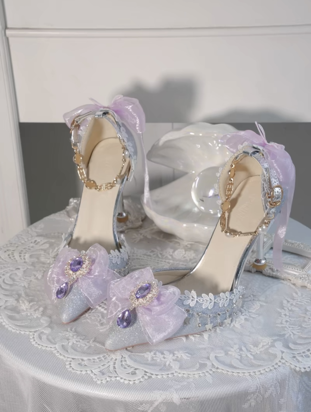 ( Pre Order 15 - 30 days ) Sparkly Lolita wedding shoes2 X Qimeng Handmade