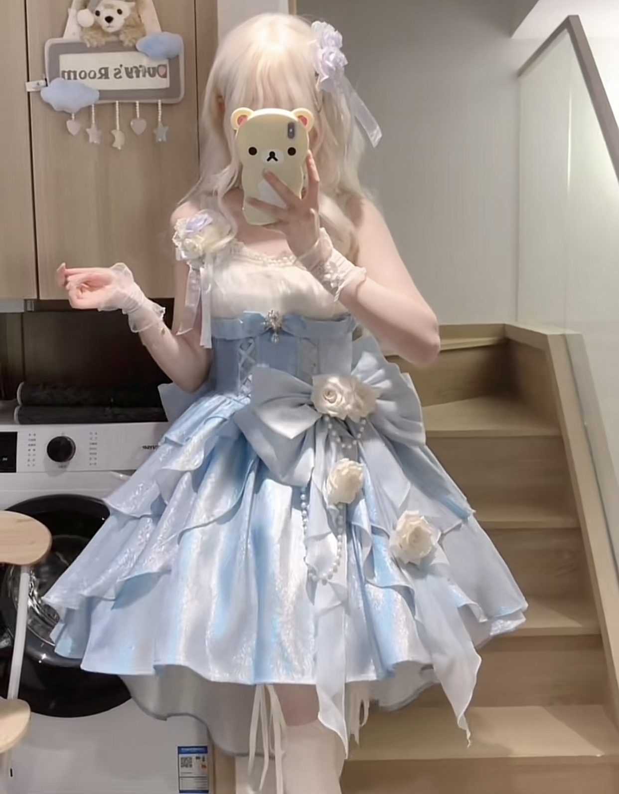 ( Stop Selling ) Rose Heart Knot Peach White Tea Original Lolita