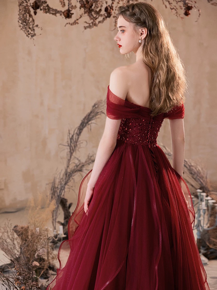 Red evening gown for party R4020