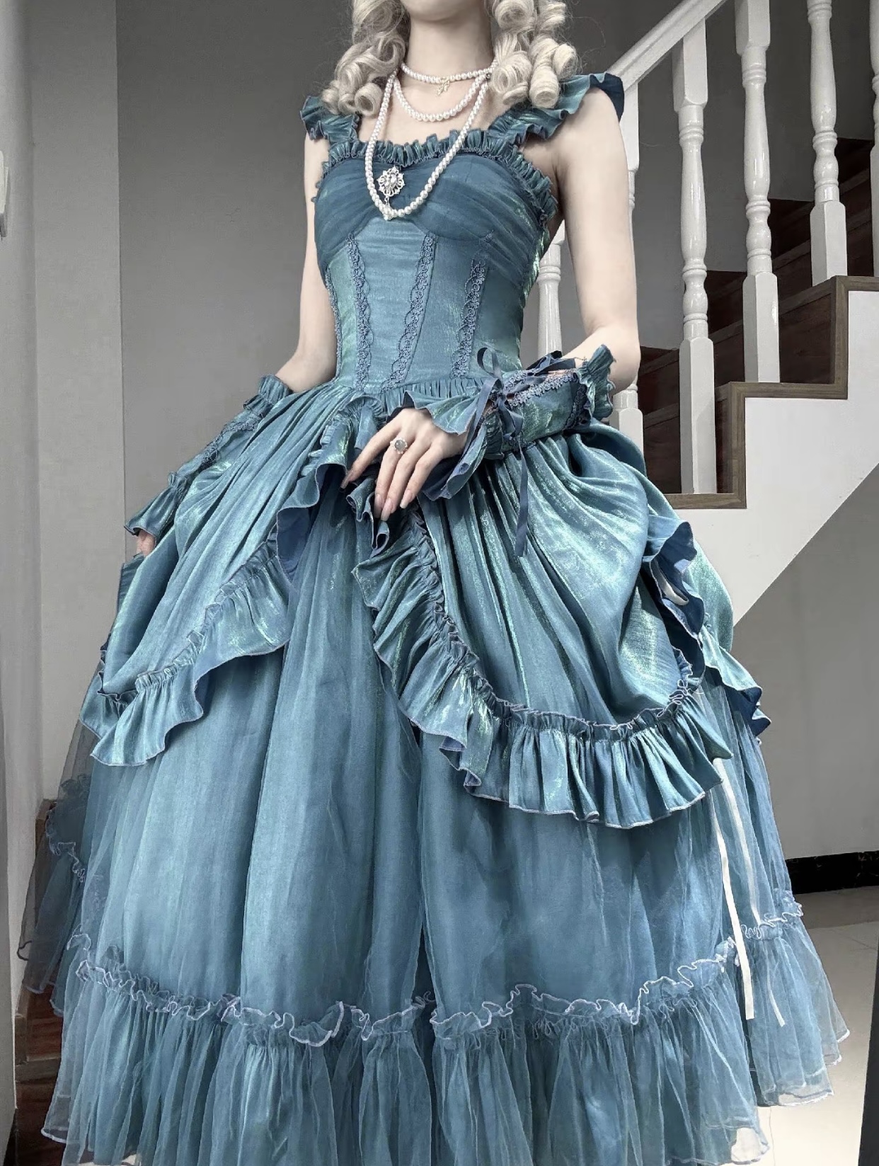 ( Pre Order) Blue satin dress X Nightingale Museum