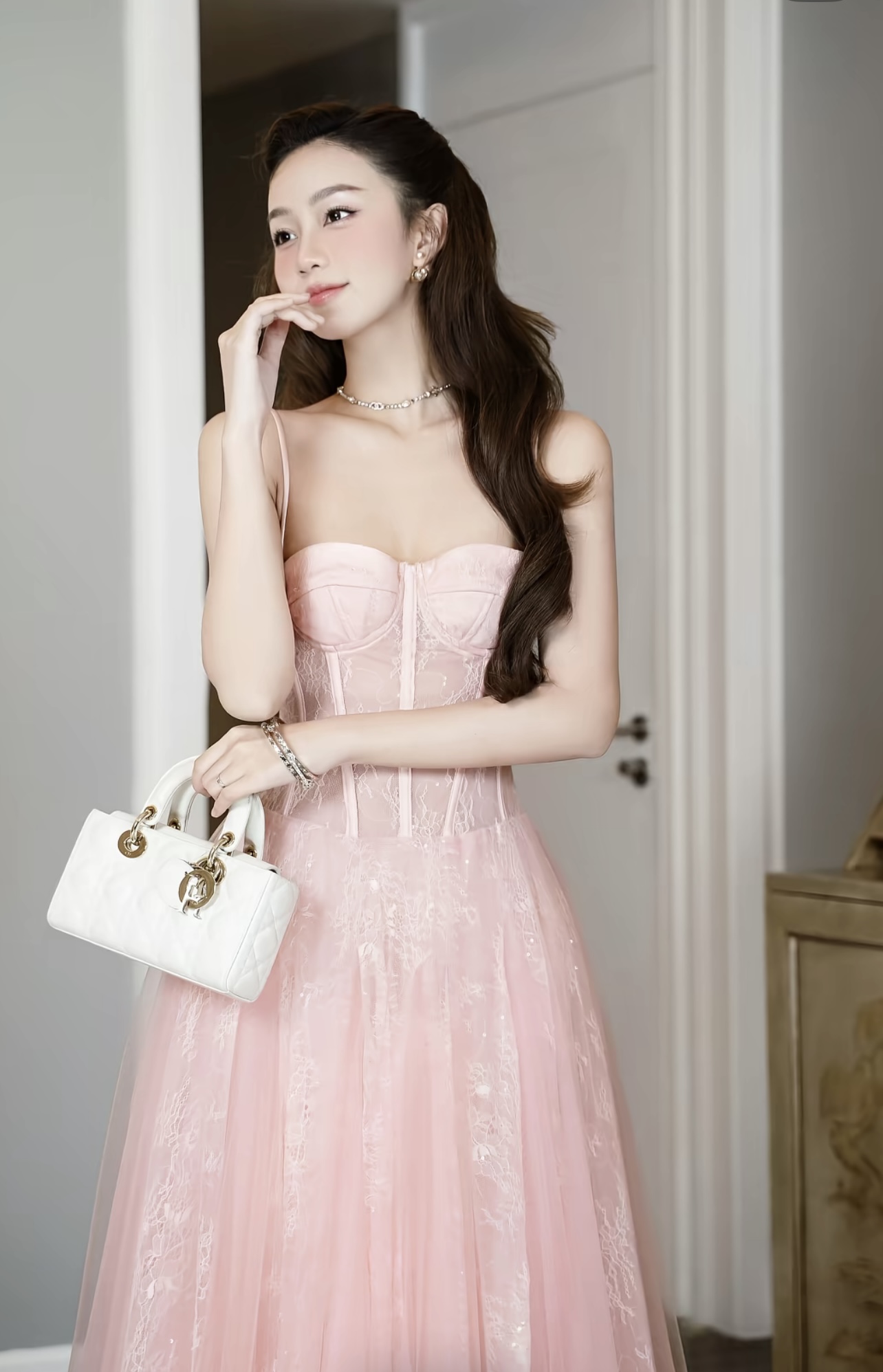 Elssa Dress Pink Lace Party