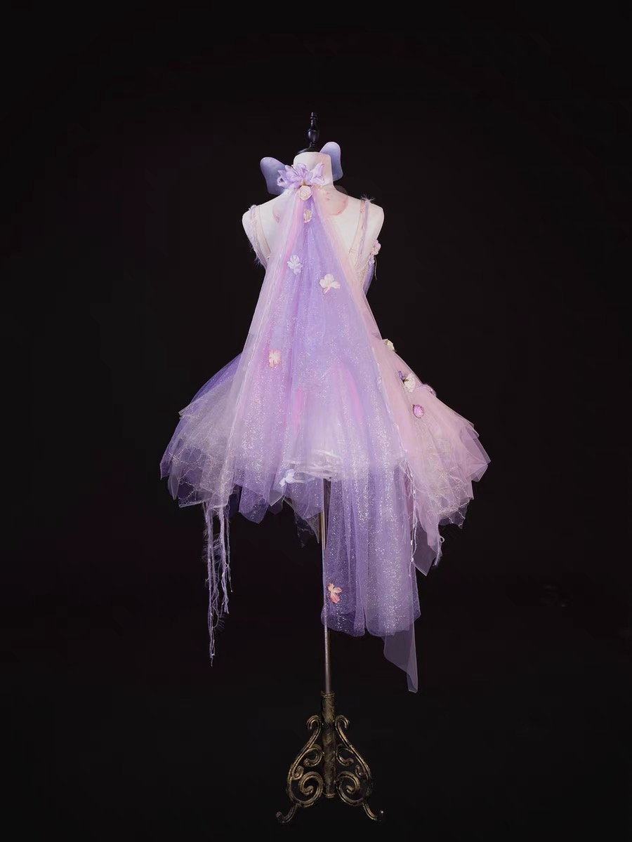 ( Pre Order ) Forest fairy thin chiffon dress with artificial motifs by Three Thousand Worlds