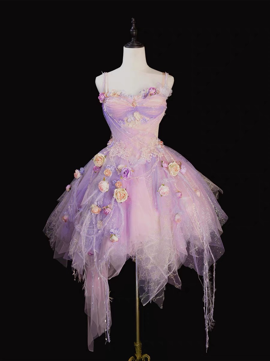 ( Pre Order ) Forest fairy thin chiffon dress with artificial motifs by Three Thousand Worlds