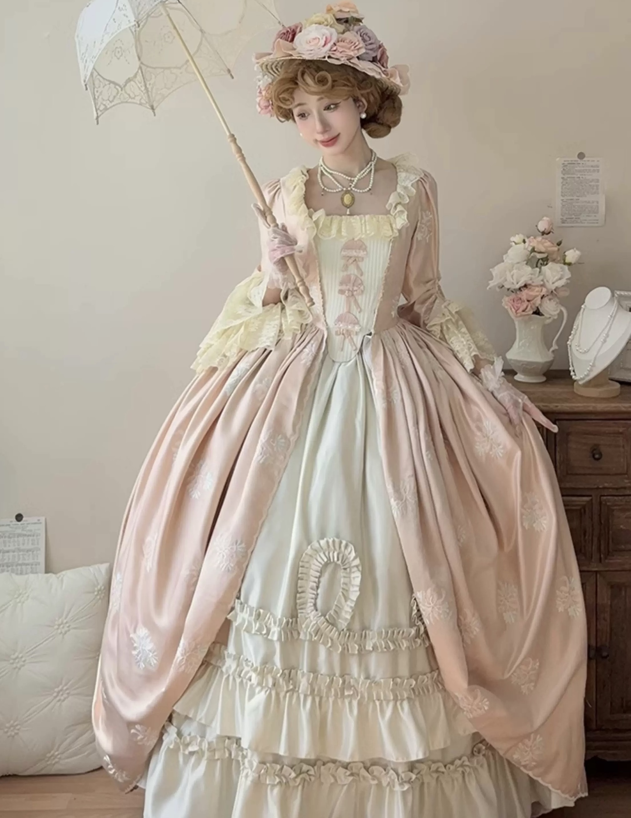 ( Pre Order ) Classic Rococo Embroidery Dress by Fú guāng vintage