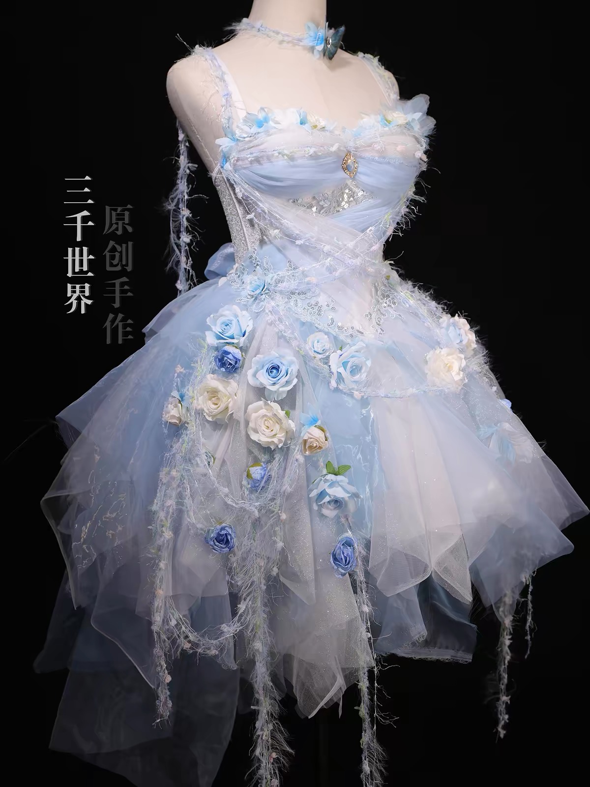( Pre Order ) Forest fairy thin chiffon dress with artificial motifs by Three Thousand Worlds