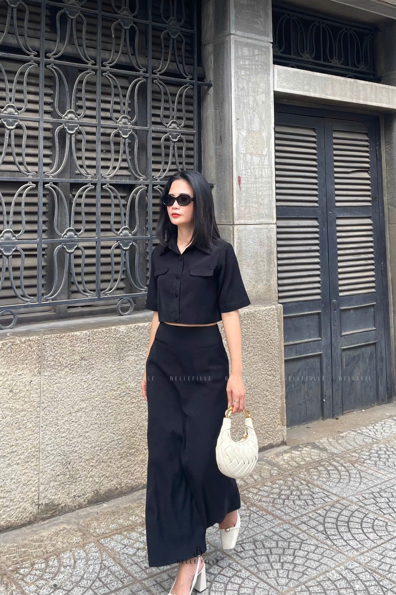 Áo shirt crop top cotton Hàn