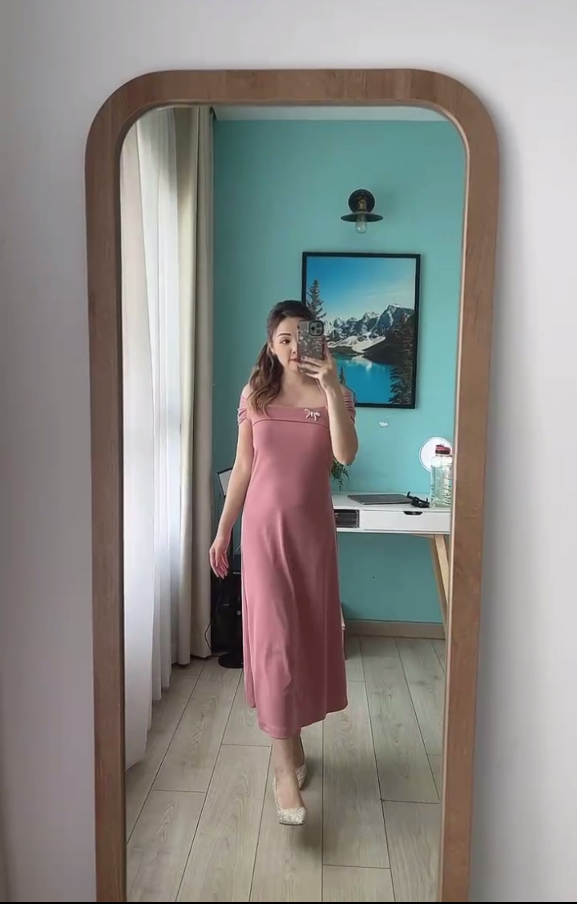 Đầm thun gân dài cho mẹ bầu thương hiệu Megau