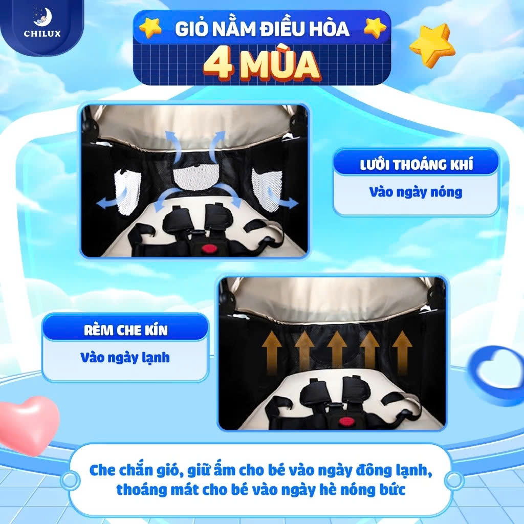 Xe đẩy nôi cho bé cao cấp Chilux S1.9