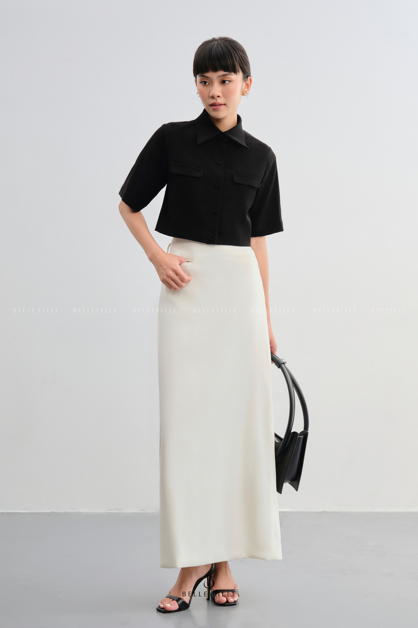 Áo shirt crop top cotton Hàn